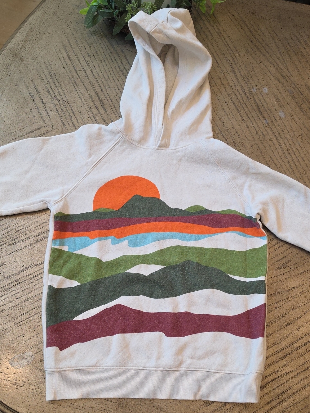 Kids Hooded Sweatshirt with Sunset Landscape Print Size 7/8 Boys